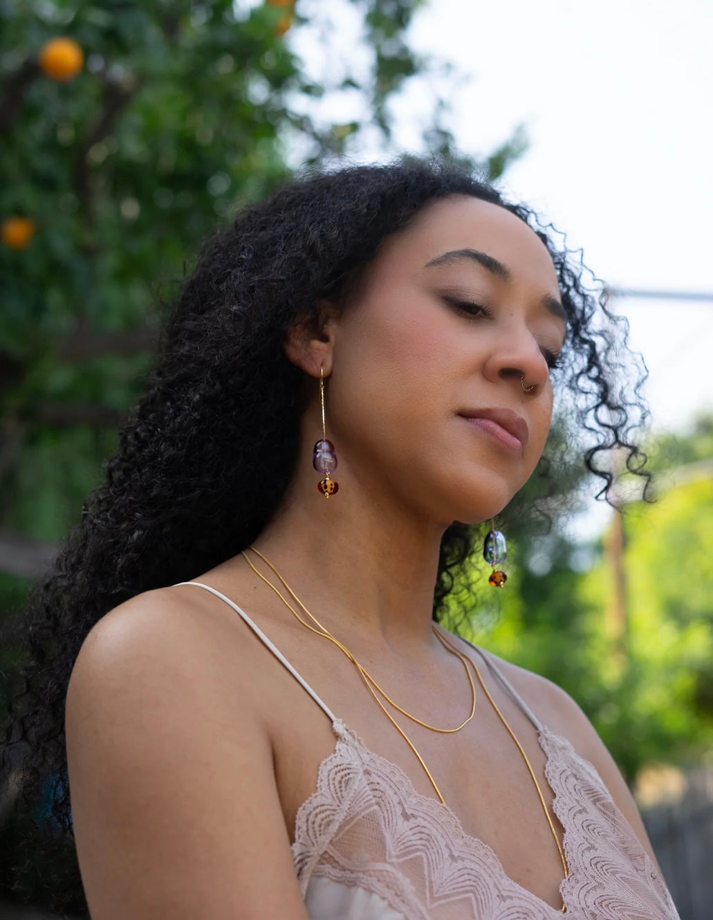 Lilac Lennox Dangle Glass Earrings image 1