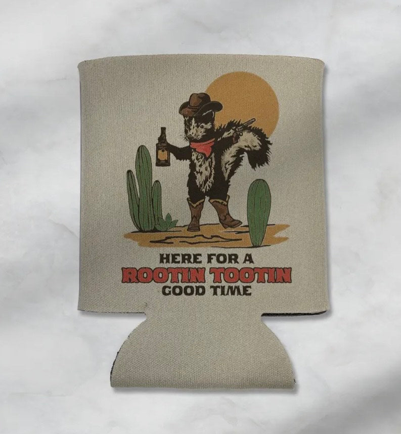 "Here for a Rootin Tootin Good Time" Skunk Cowboy Koozie image 0