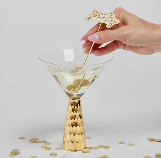 Gold Hammered Martini Glass image 0