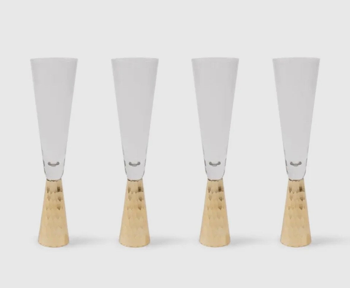 Gold Hammered Champagne Flute 4-Piece Set image 0