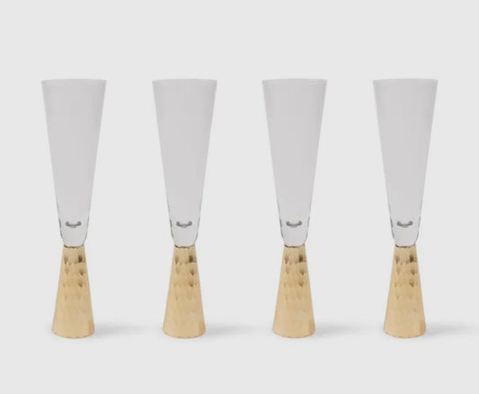 Gold Hammered Champagne Flute 4-Piece Set image 0