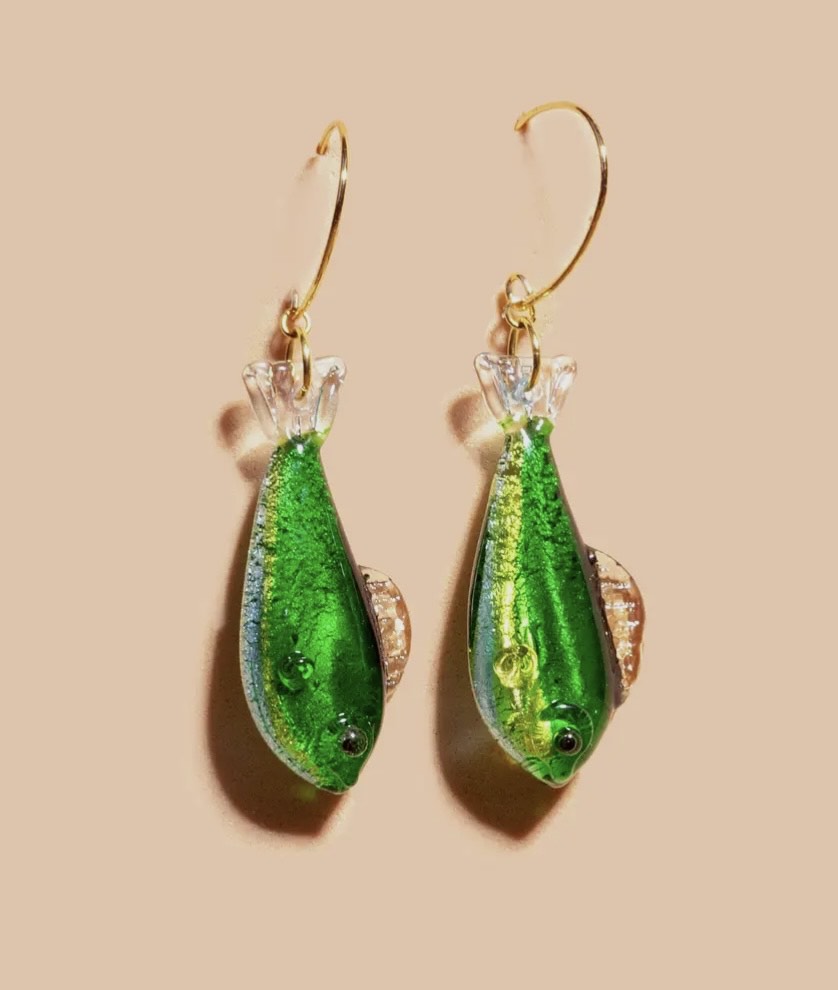 "Catch of the Day" Glass Fish Earrings image 0