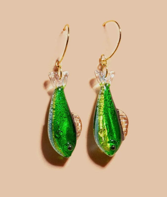 "Catch of the Day" Glass Fish Earrings image 0