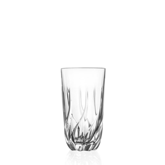 Clear glass with textured design on a white background