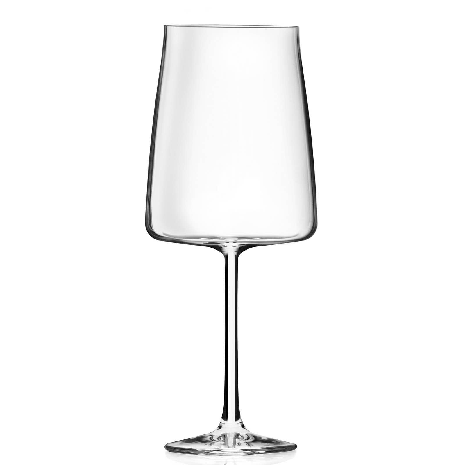 Clear wine glass on a white background